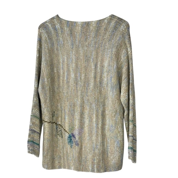 VTG SIGRID OLSEN SPORT Long Sleeve Floral Green Sweater Knit Top Size 2X - Picture 12 of 16
